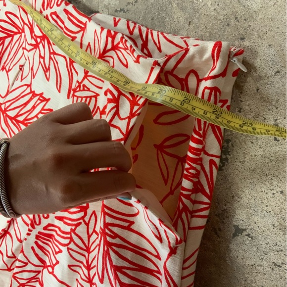 NWT Lane Bryant Plus Red Orange Ivory Floral Box Pleated Circle Skirt - OBO - Picture 6 of 9